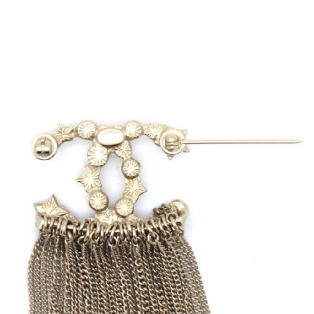 Gold Cc Star Pearls Tassel Hardware Brooch - Picture 5 of 7